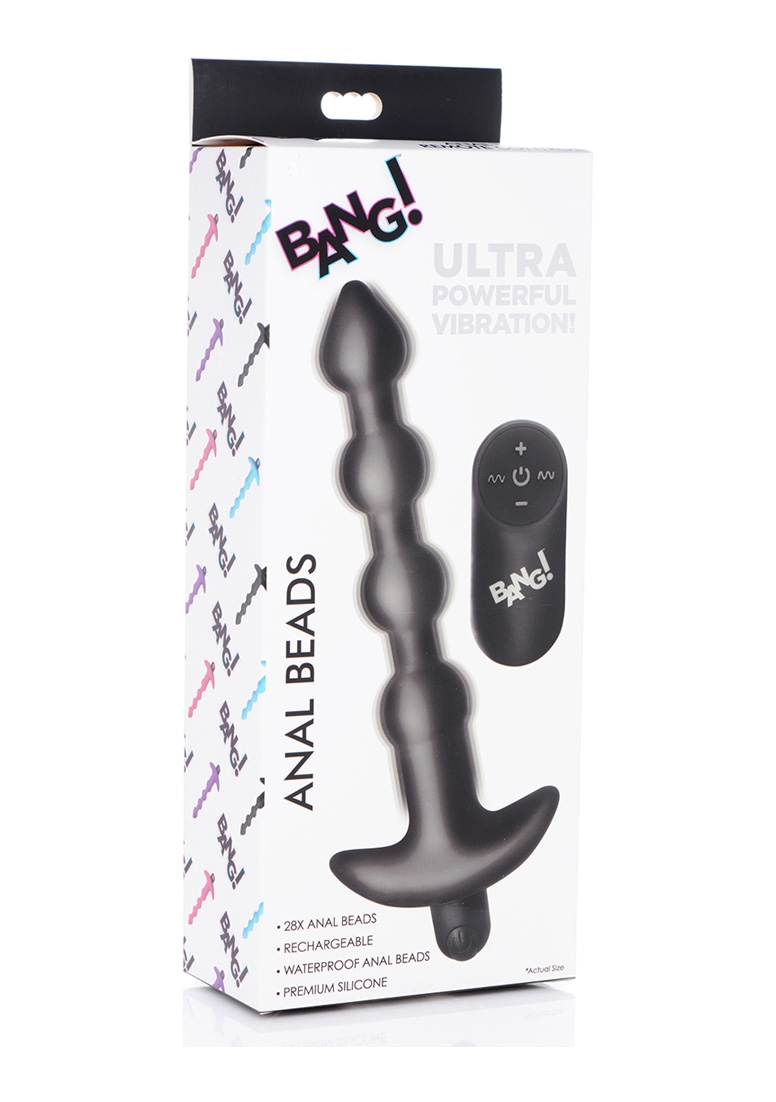 Vibrating Silicone Anal Beads & Remote Control - Black