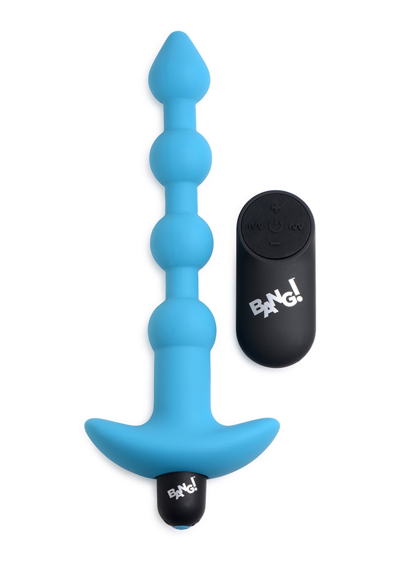 Vibrating Silicone Anal Beads & Remote Control - Blue