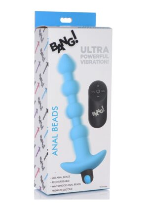 Vibrating Silicone Anal Beads & Remote Control - Blue