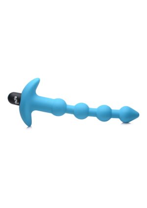 Vibrating Silicone Anal Beads & Remote Control - Blue