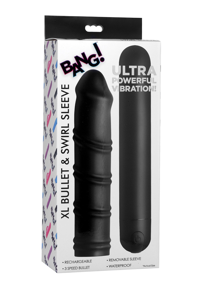 XL Bullet & Swirl Silicone Sleeve - Black