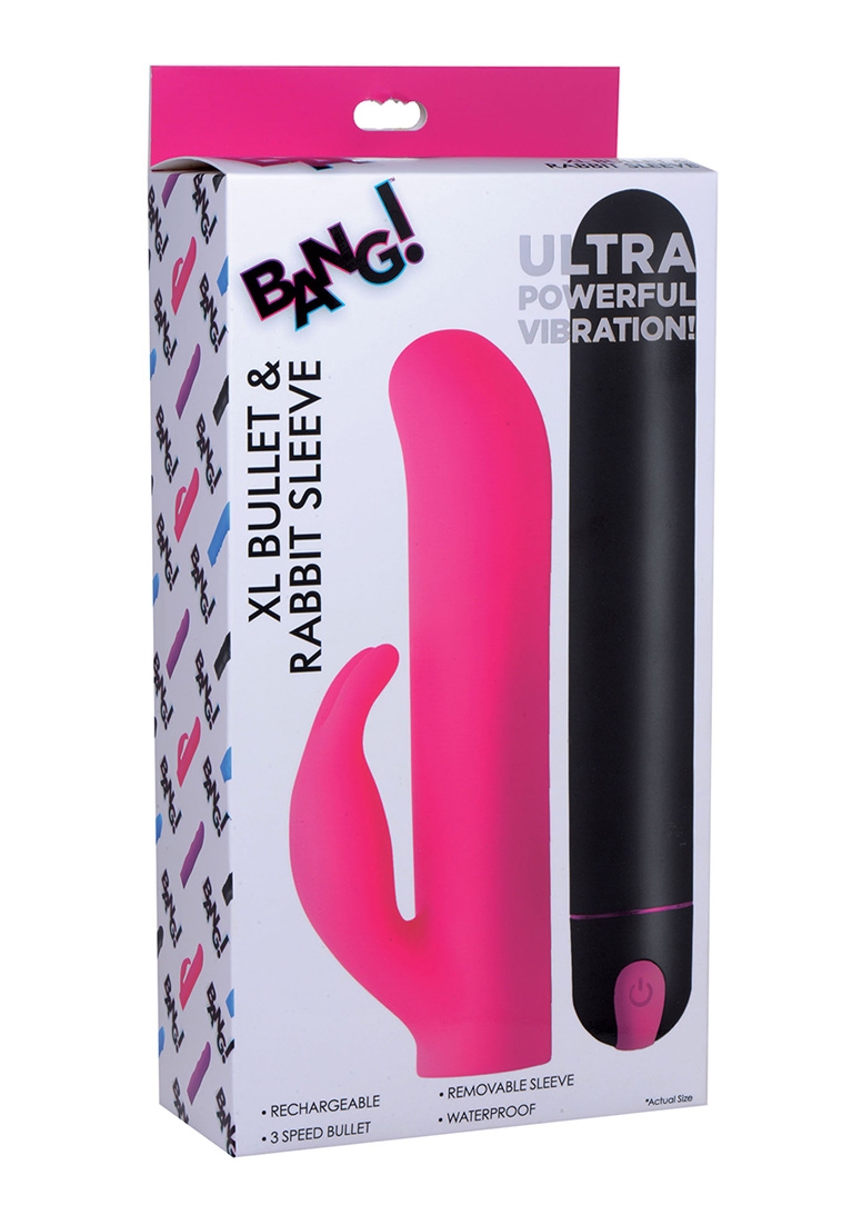 XL Bullet & Rabbit Silicone Sleeve - Pink