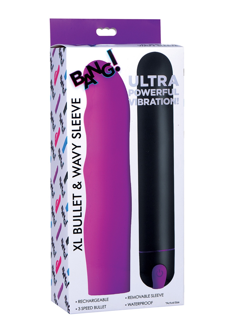 XL Bullet & Wavy Silicone Sleeve - Purple