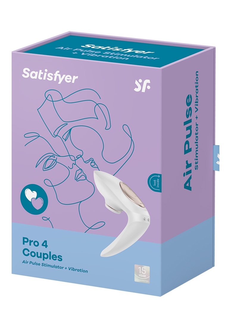 Pro 4 Couples Air Pulse Stimulator + Vibration - White