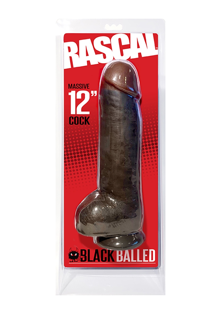 Black Balled 12" Dildo - 30,5 cm - Brown