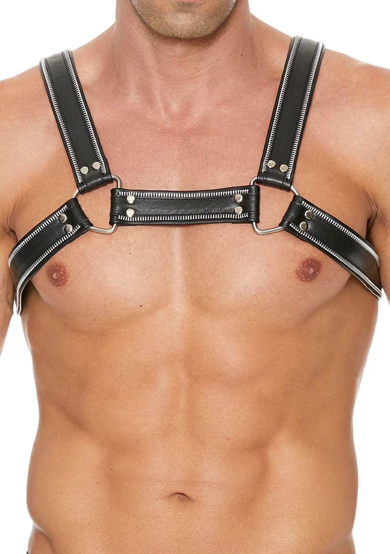 Z Series Chest Bulldog Harness - Leather - Black/Black-L/XL