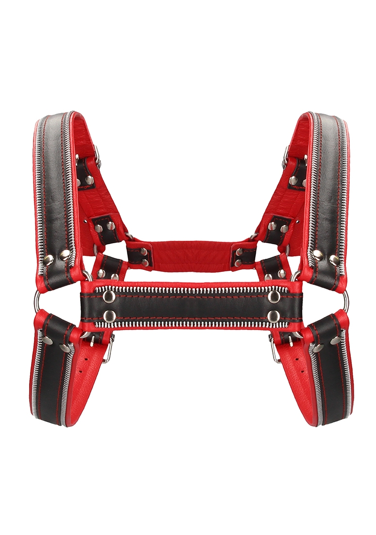 Z Series Chest Bulldog Harness - Leather - Black/Red - L/XL