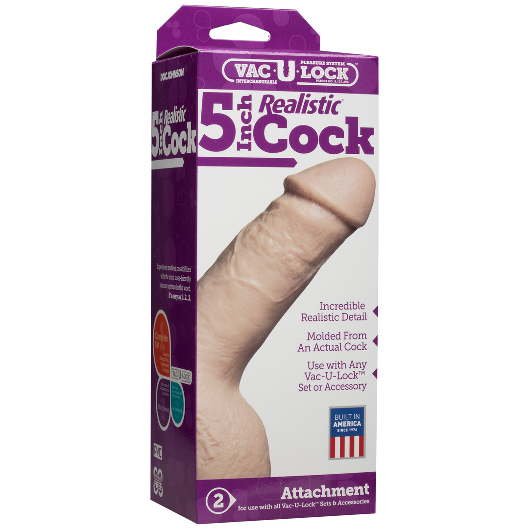 Vac-U-Lock - 5 Inch Realistic Cock - Flesh