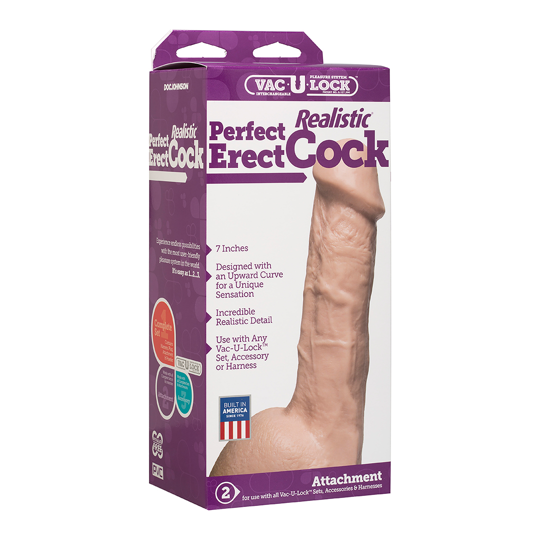 Vac-U-Lock - Perfect Erect Realistic Cock - Flesh