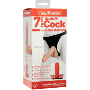 Vac-U-Lock - 7 Inch Realistic Cock - With Ultra Harness - Flesh