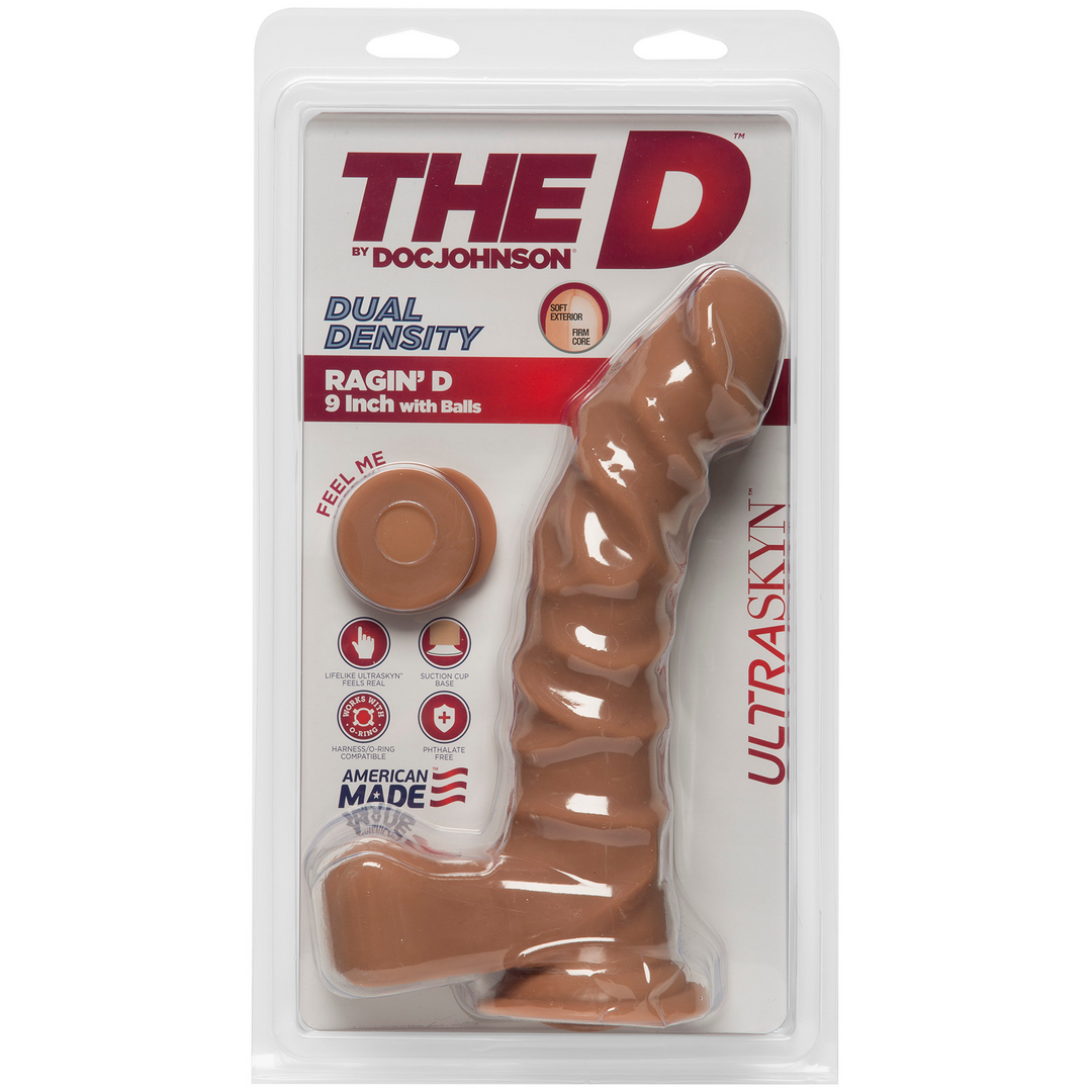 The D - Ragin' D with Balls - 9 Inch - Caramel