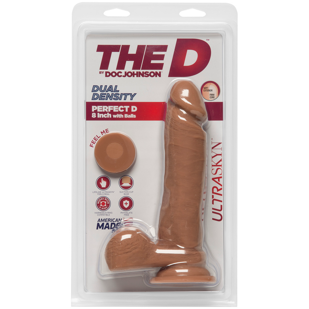 The D - Perfect D with Balls - 8 Inch - Caramel