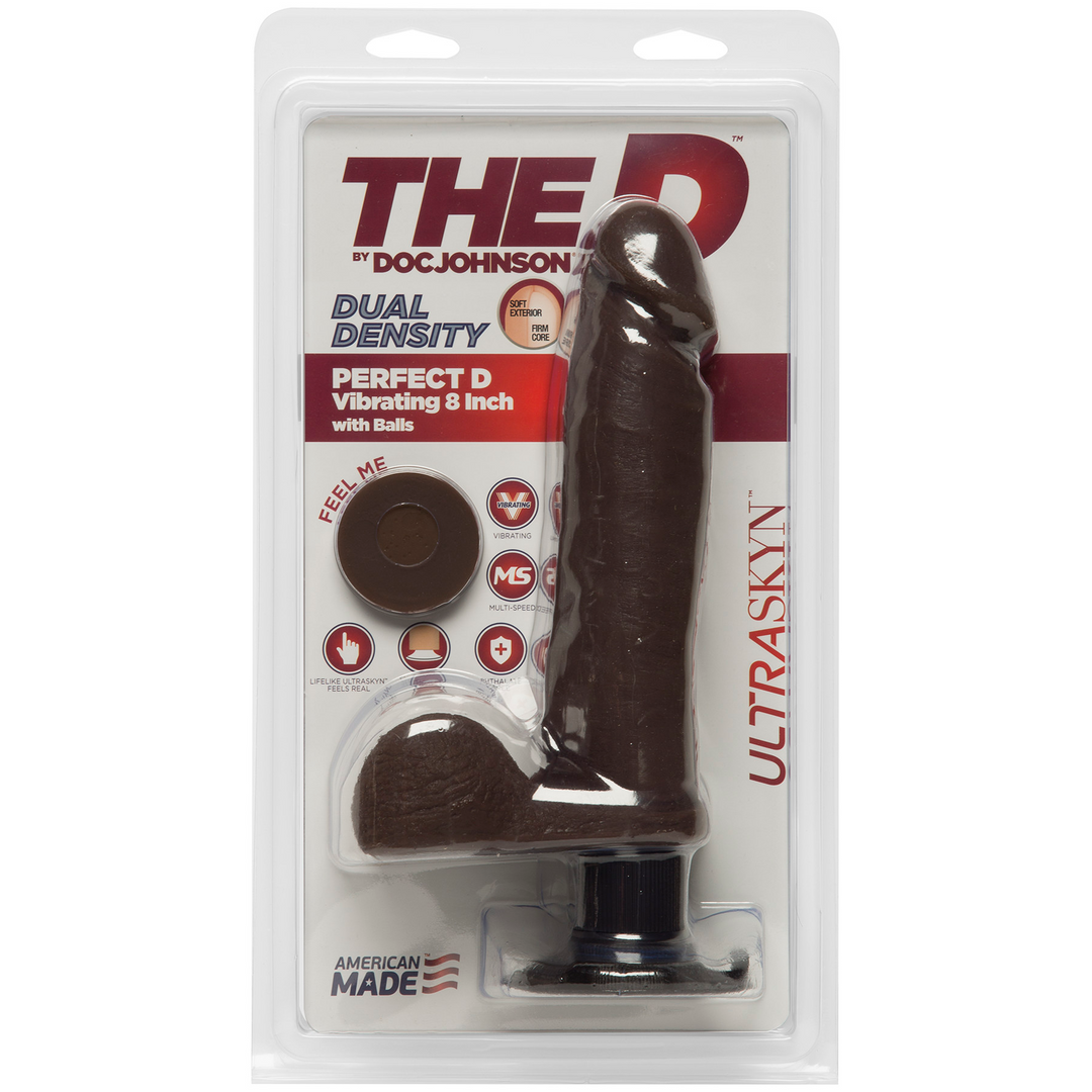 The D - Perfect D with Balls Vibrating - 8 Inch - Chocolate