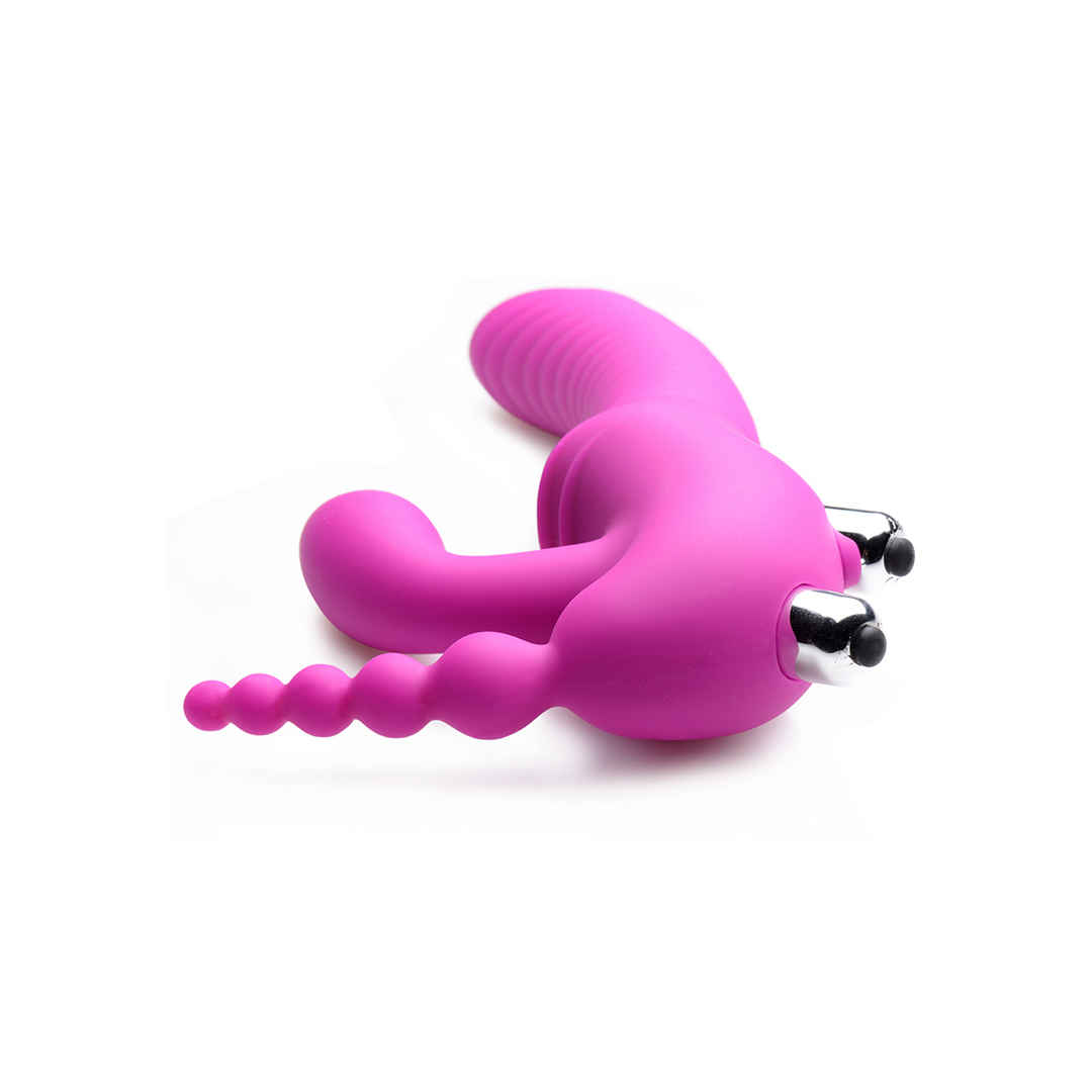 REGAL RIDER Triple G Vibrating Silicone Strapless Strap On -