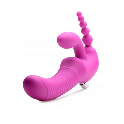 REGAL RIDER Triple G Vibrating Silicone Strapless Strap On -