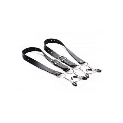 Spread Labia Spreader Straps with Clamps - Black