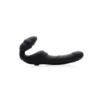 Slim Rider Ribbed Vibrating Strapless Strap-on - Black