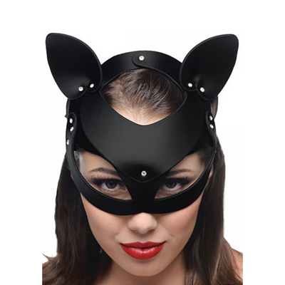 Bad Kitten Leather Cat Mask - Black