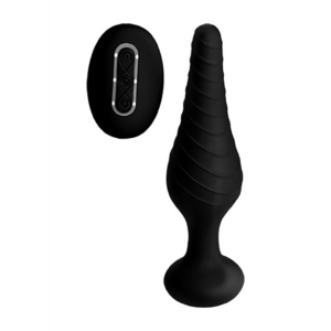 Silicone Vibrating Anal Plug with Remote Control - Black