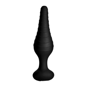 Silicone Vibrating Anal Plug with Remote Control - Black