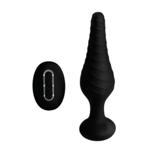 Silicone Vibrating Anal Plug with Remote Control - Black