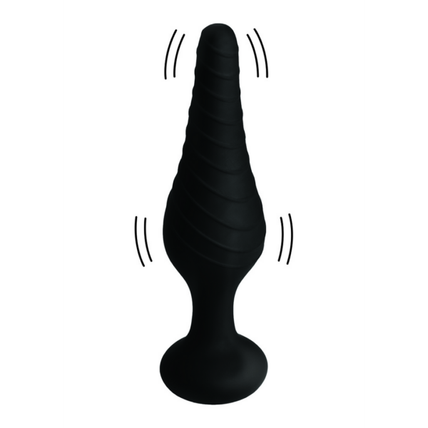 Silicone Vibrating Anal Plug with Remote Control - Black