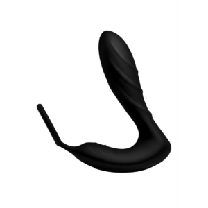 Silicone Prostate Vibrator and Strap with Remote Control - Black