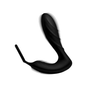 Silicone Prostate Vibrator and Strap with Remote Control - Black