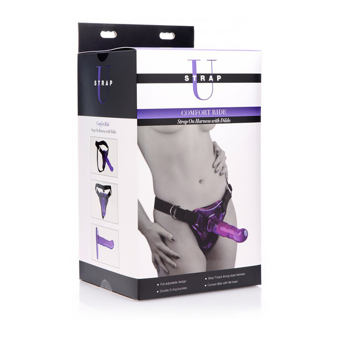 Comfort Ride Strap On Harness with Purple Dildo - Purple