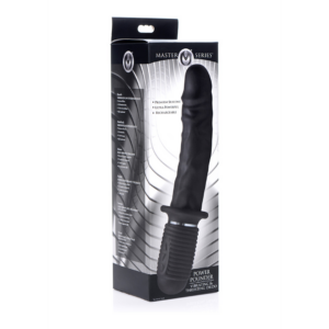 Power Pounder Vibrating and Thrusting Silicone Dildo - Black