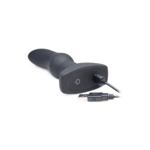 Slim M Curved Rimming Plug with Remote Control - Black