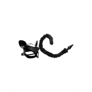 Cat Tail Anal Plug and Mask Set - Black