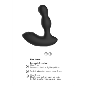 Remote Controlled E-Stim & Vibrating Prostate Massager - Black