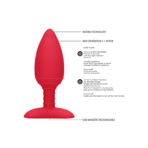 Elegance - Heating Anal Butt Plug - Glow - Red