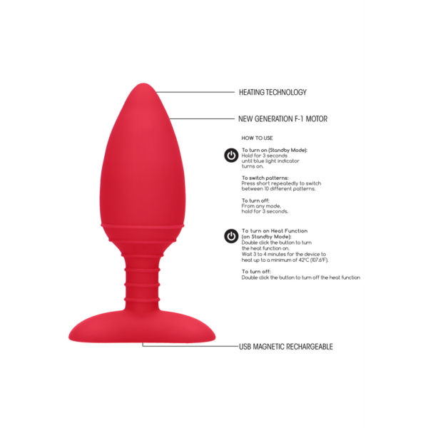 Elegance - Heating Anal Butt Plug - Glow - Red