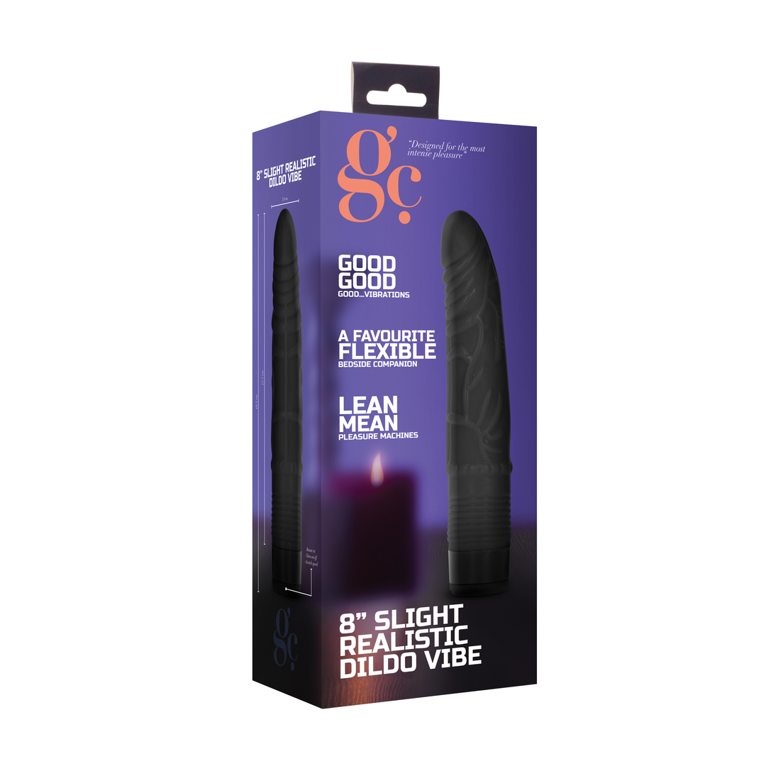 GC - 8 Inch Slight Realistic Dildo Vibe - Black