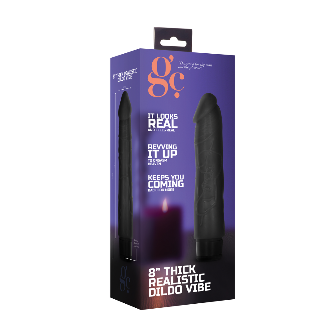 GC - 8 Inch Thick Realistic Dildo Vibe - Black