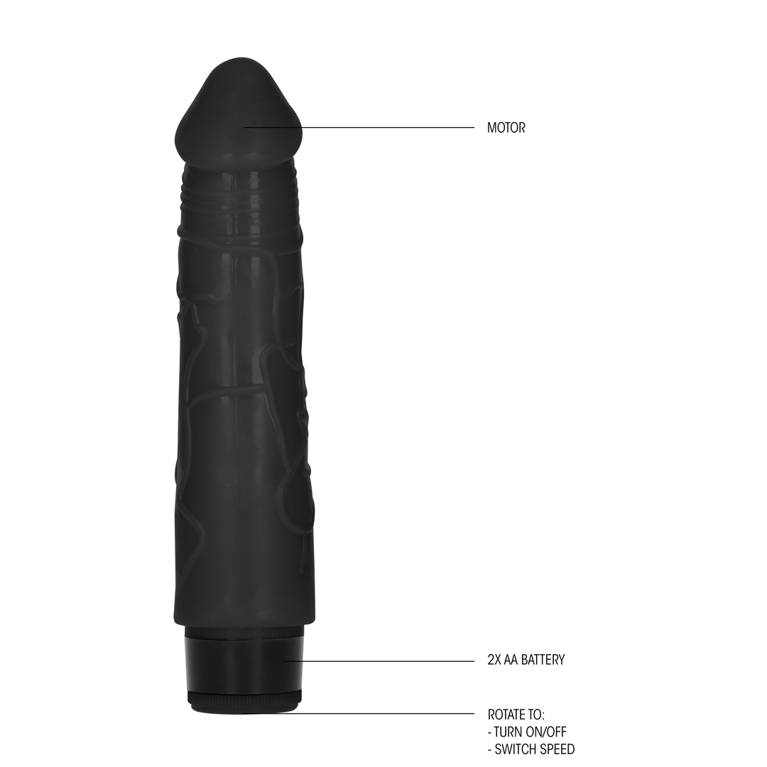 GC - 8 Inch Thick Realistic Dildo Vibe - Black