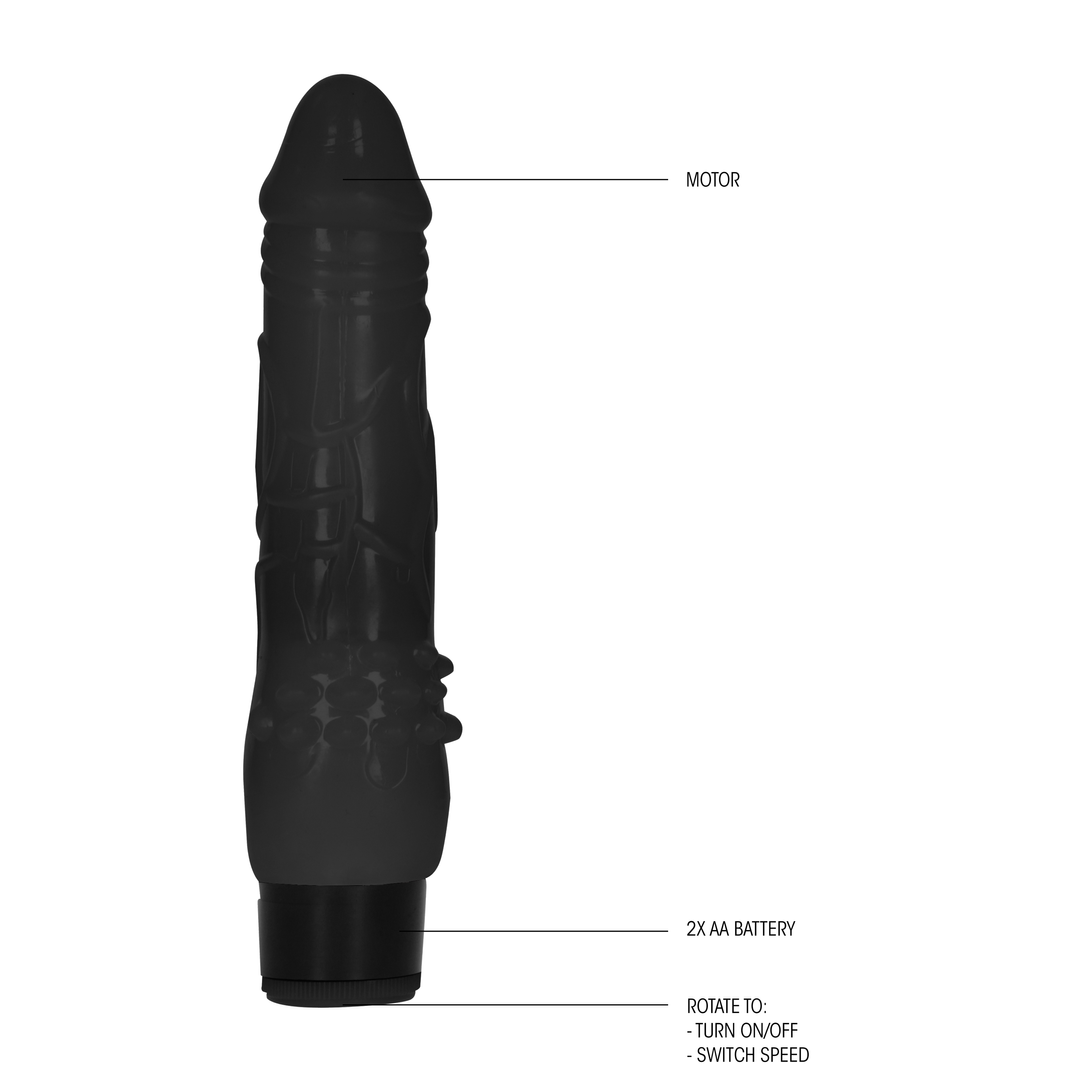 GC - 8 Inch Fat Realistic Dildo Vibe - Black