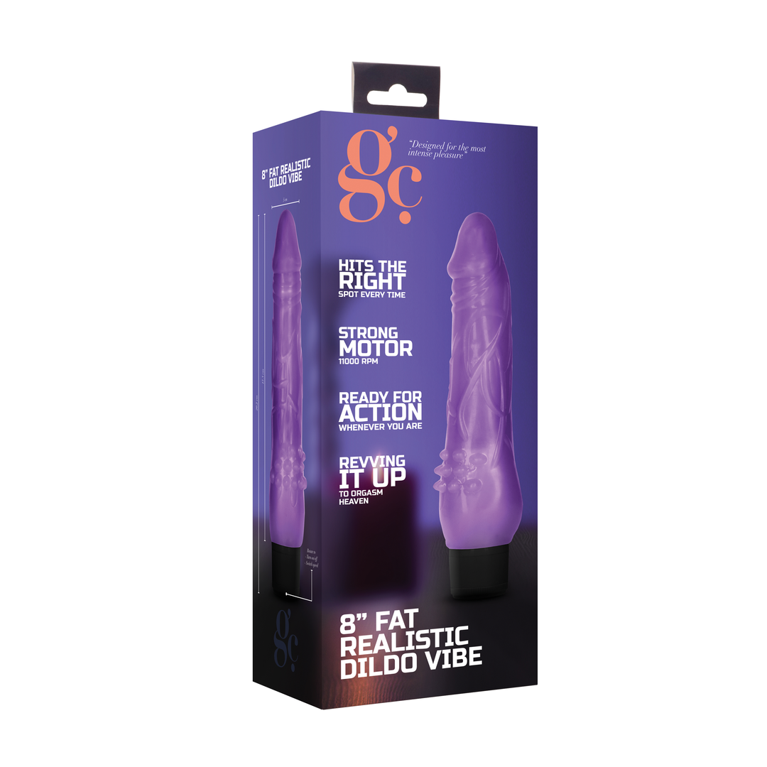 GC - 8 Inch Fat Realistic Dildo Vibe - Purple