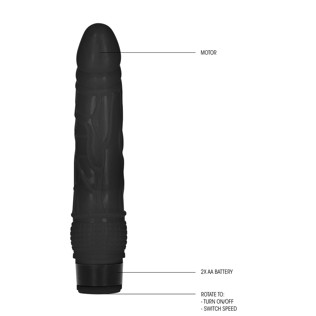 GC - 8 Inch Thin Realistic Dildo Vibe - Black