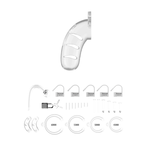 Model 11 - Chasity - 4.5" - Cage with Plug - Transparent