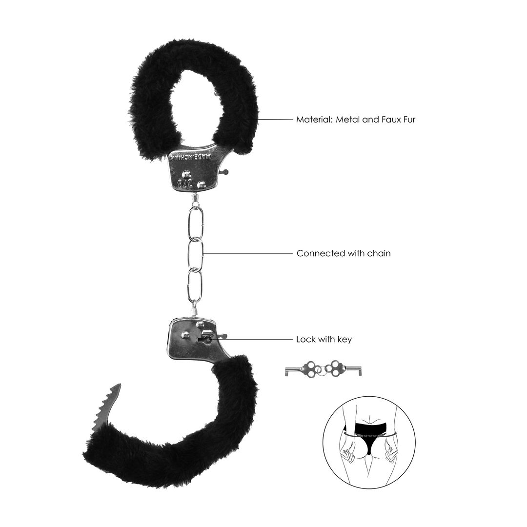 Pleasure Handcuffs Black Furry (87gram)