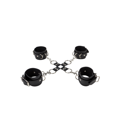 Leather Hand And Legcuffs Black