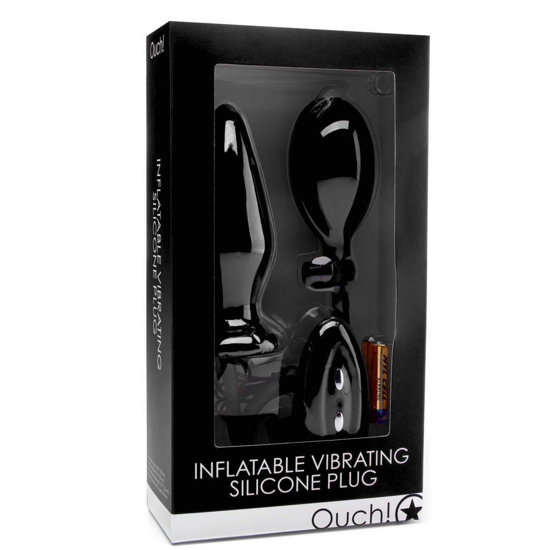 Inflatable Silicone Plug - Black Vibrating