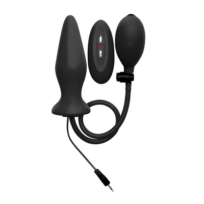 Inflatable Silicone Plug - Black Vibrating