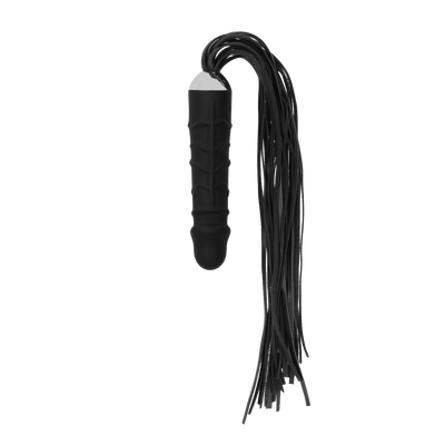 Black Whip with Realistic Silicone Dildo - Black