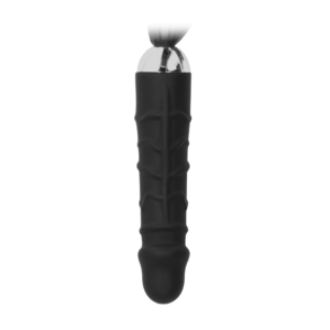 Black Whip with Realistic Silicone Dildo - Black