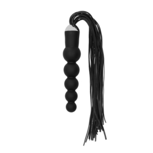 Black Whip with Curved Silicone Dildo - Black