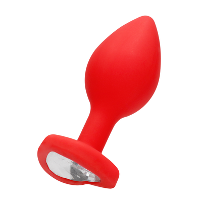 Diamond Heart Butt Plug - Regular - Red